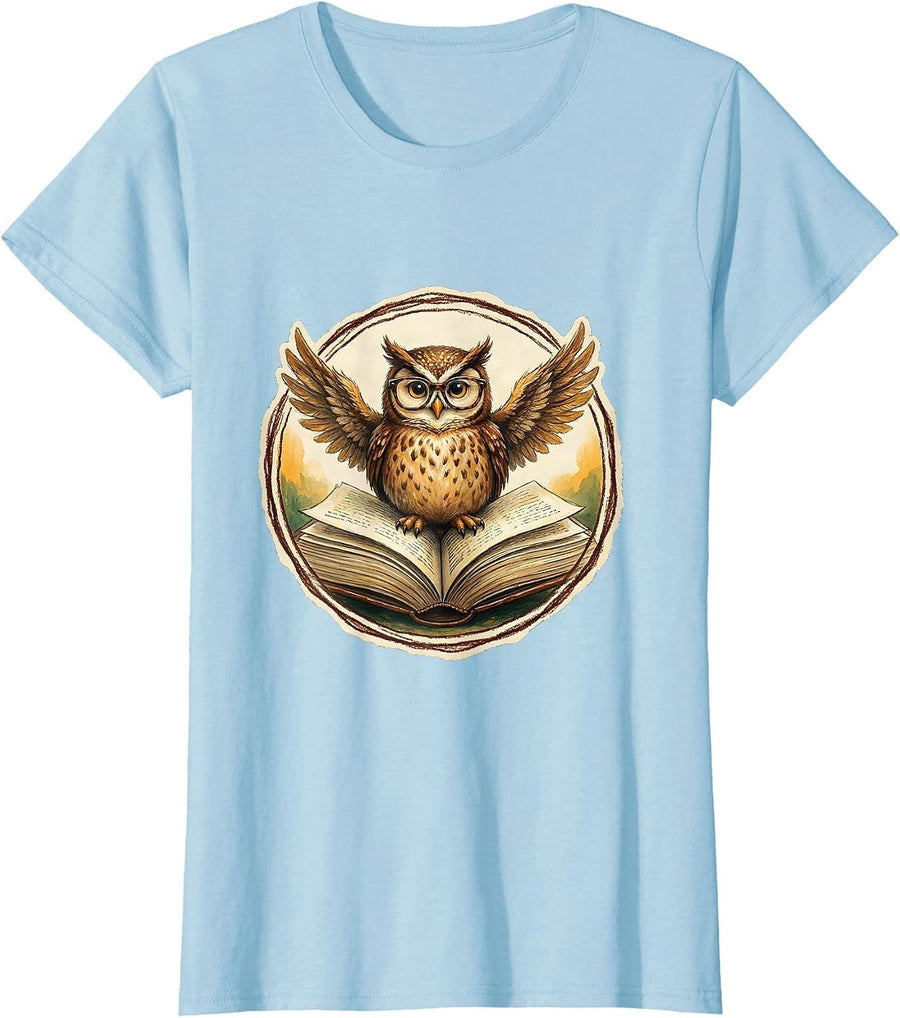 Women's Happy To See Your Face Owl Teacher Gift T-Shirt - Baby Blue