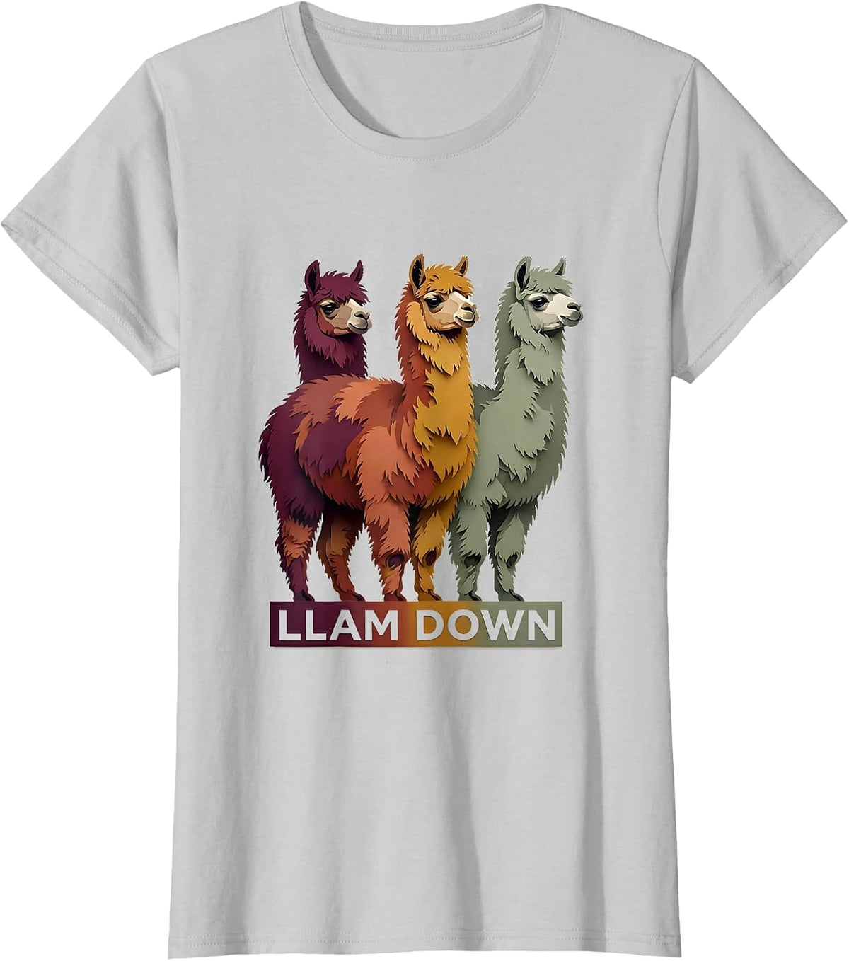 Llam Down Funny Llama Alpaca Humor Gift for Llama Lovers T-Shirt - Silver Grey