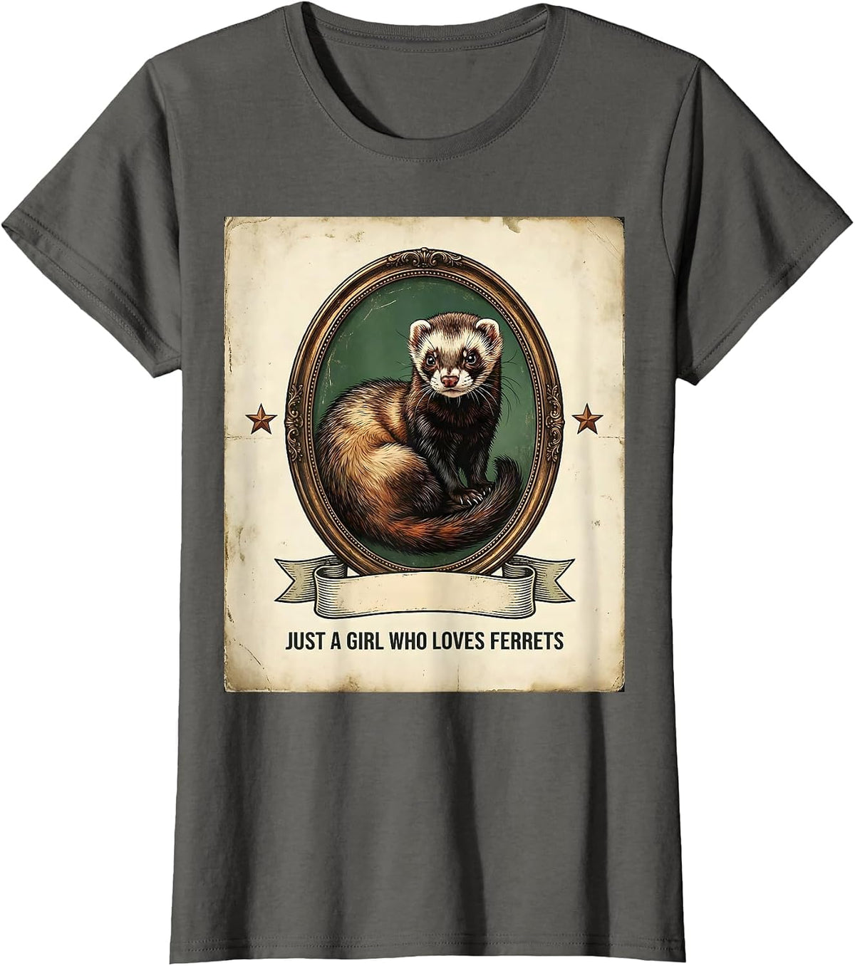 Women's Just A Girl Who Loves Ferrets Vintage Ferret Lover Gift T-Shirt - Asphalt Grey