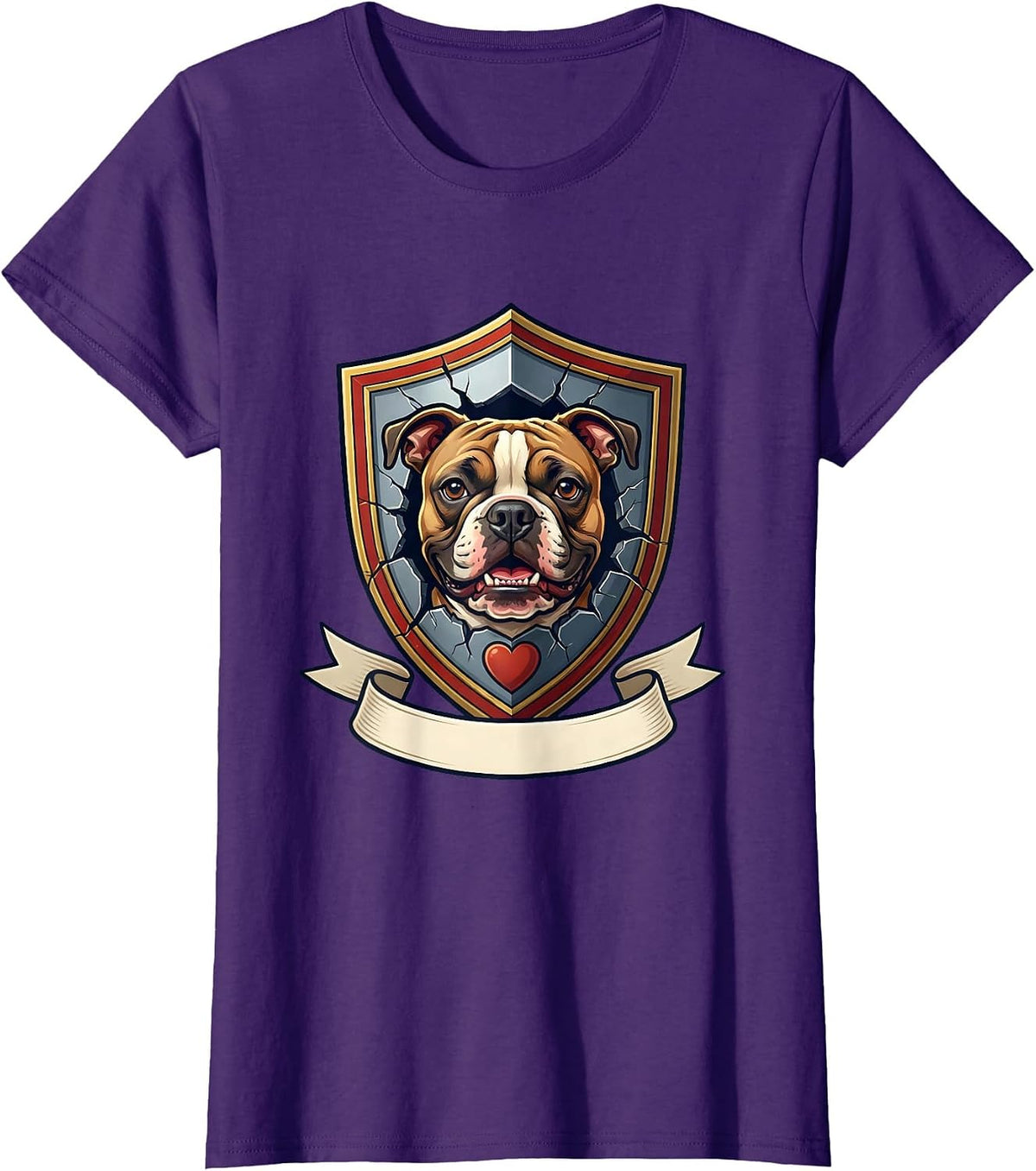 Women's Pittie Crest Pit Bull Dog Lover Mom Humor T-Shirt - Purple