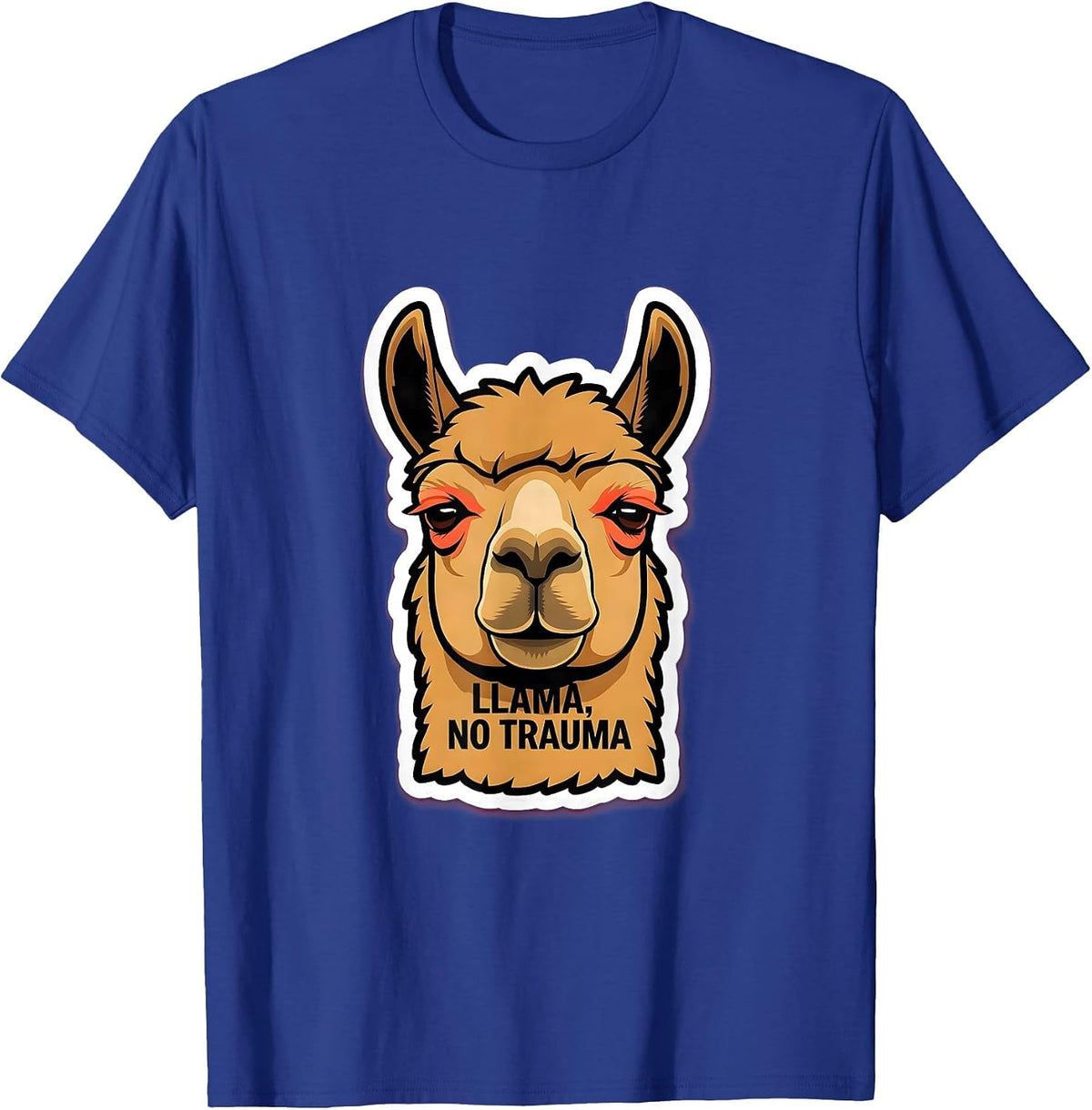 Men's Llama No Trauma Funny Llama Lover Animal Humor T-Shirt - Royal Blue