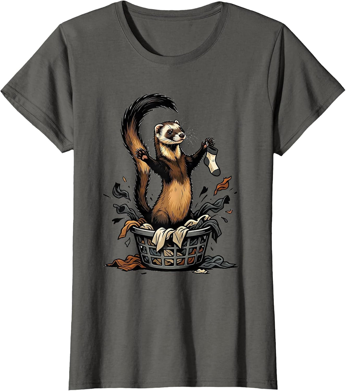Women's Masked Ferret Triumph Funny Ferret Lover Gift T-Shirt - Asphalt Grey