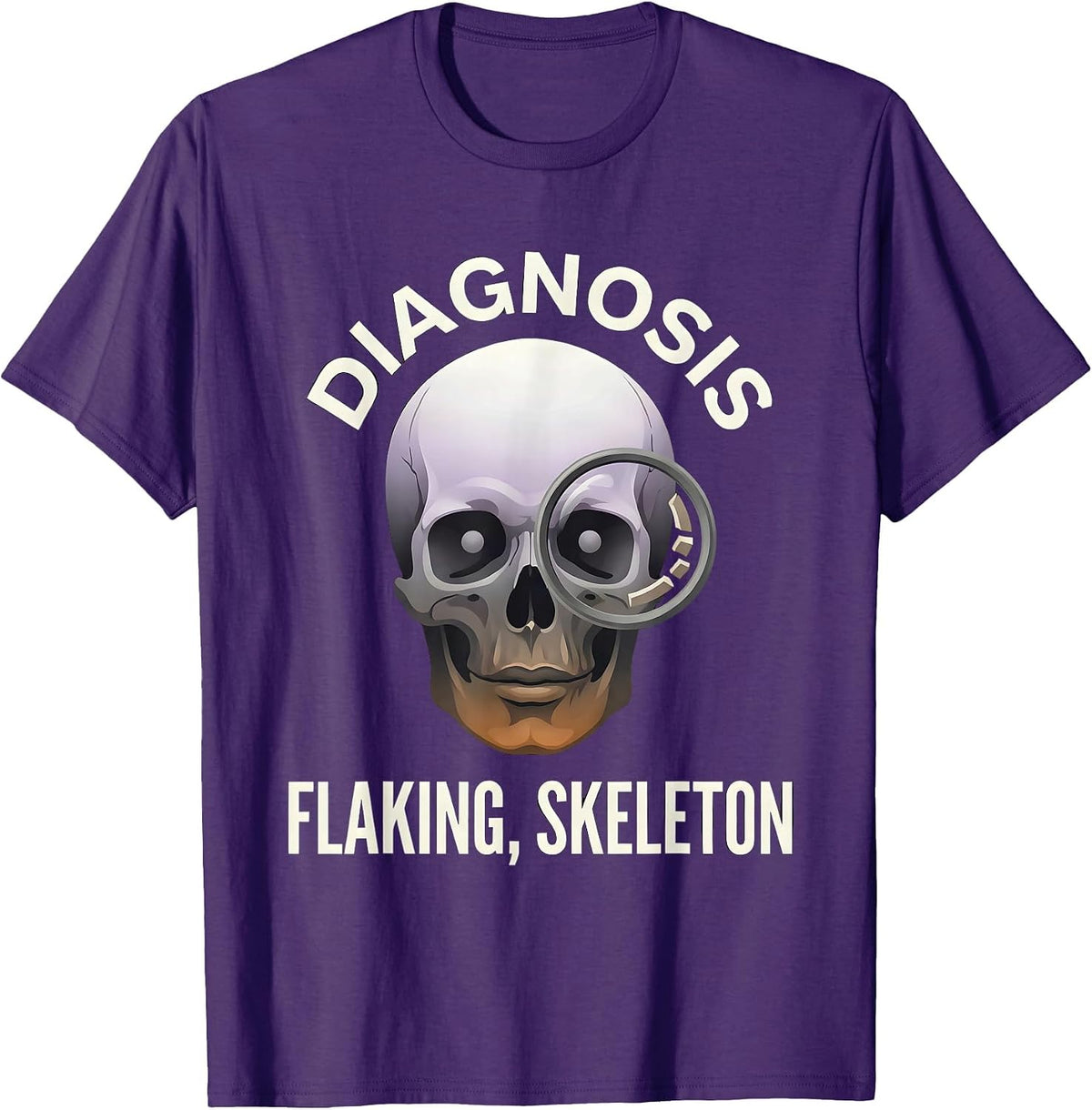 Men's Diagnosis: Flaking Skeleton Halloween Dermatology T-Shirt - Purple