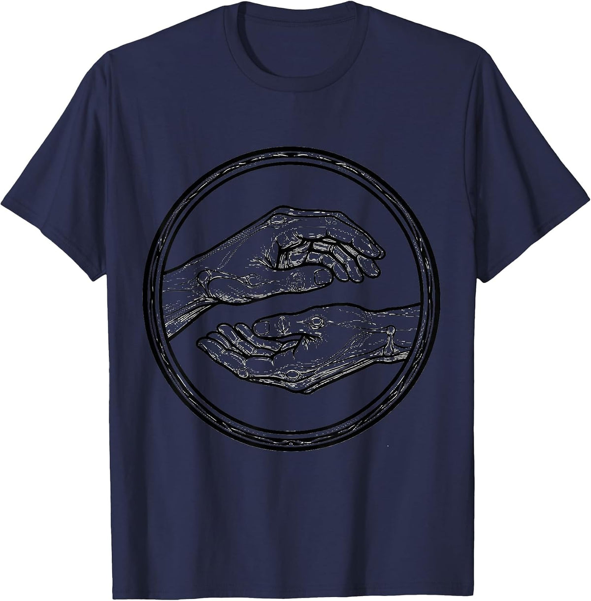 Occupational Therapy Hand Stretch Illustration T-Shirt - Navy Blue