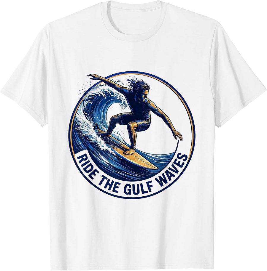 Men's Ride the Gulf Waves Gulf of America Design T-Shirt - White
