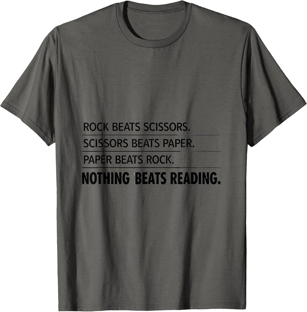 Men's Nothing Beats Reading Rock Paper Scissors Back to School T-Shirt - Asphalt Grey