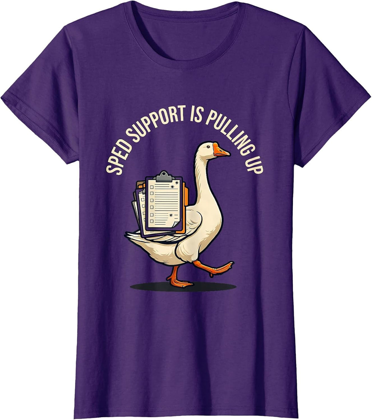 Women's SPED Support Is Pulling Up Funny Special Education Teacher T-Shirt - Purple