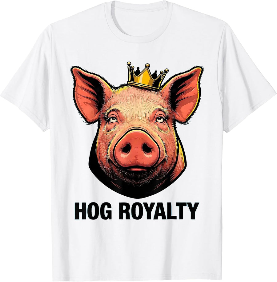 Men's Hog Royalty Funny Farm Animal Cartoon Pig Lover Humor T-Shirt - White