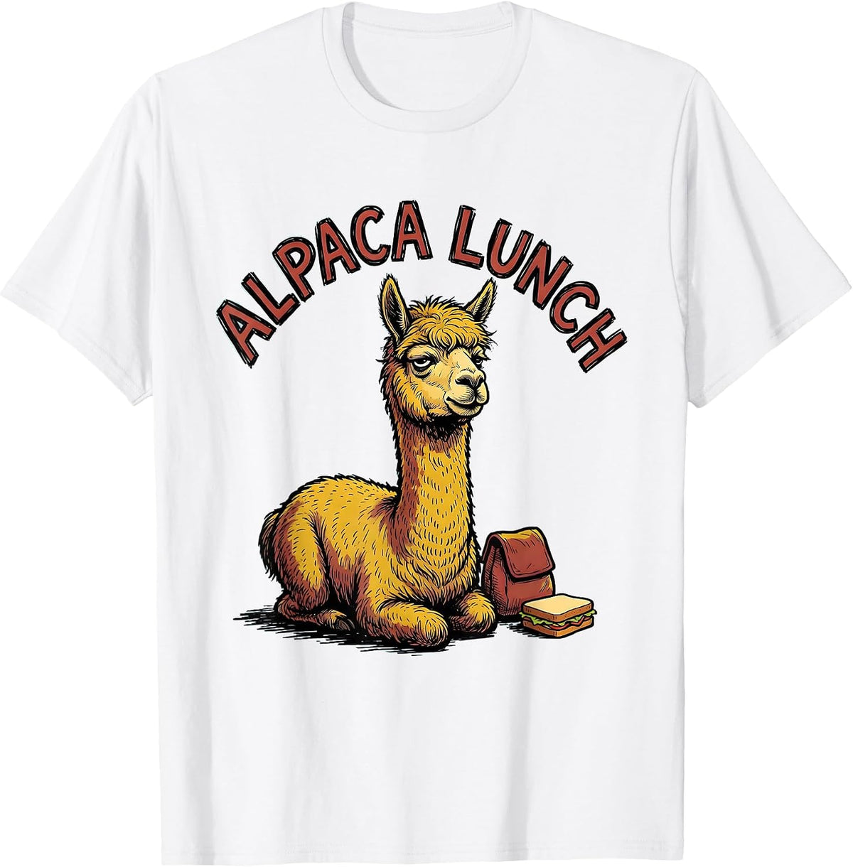 Men's Alpaca Lunch Funny Alpaca Lover Animal Humor Novelty T-Shirt - White