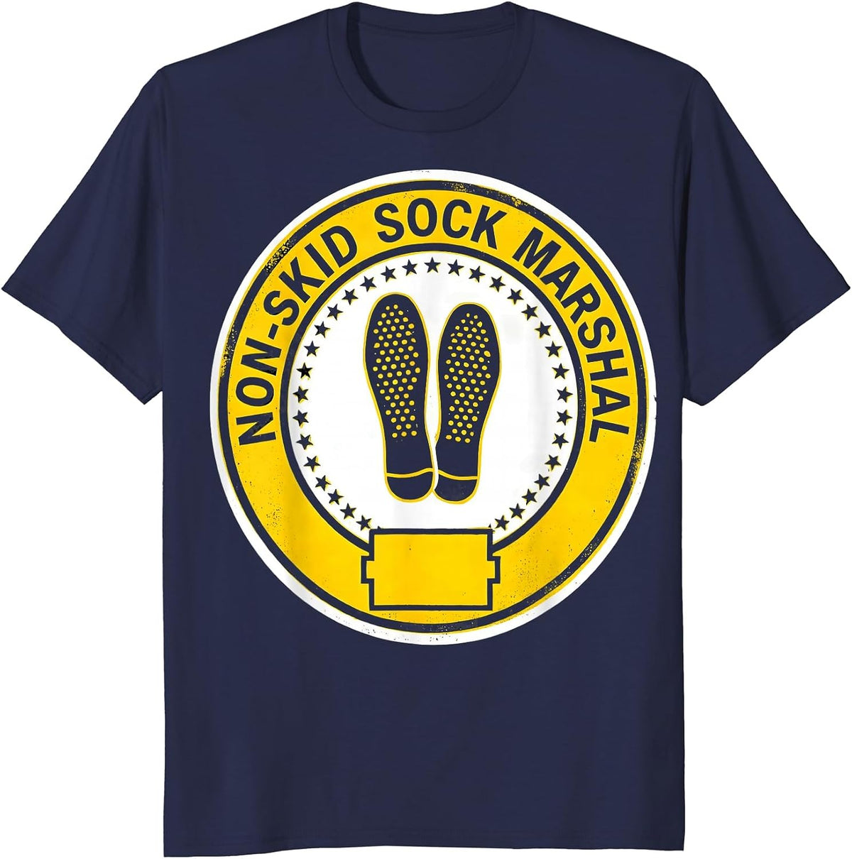 Men's Non-Skid Sock Marshal Funny Nurse Physical Therapy Fall T-Shirt - Navy Blue