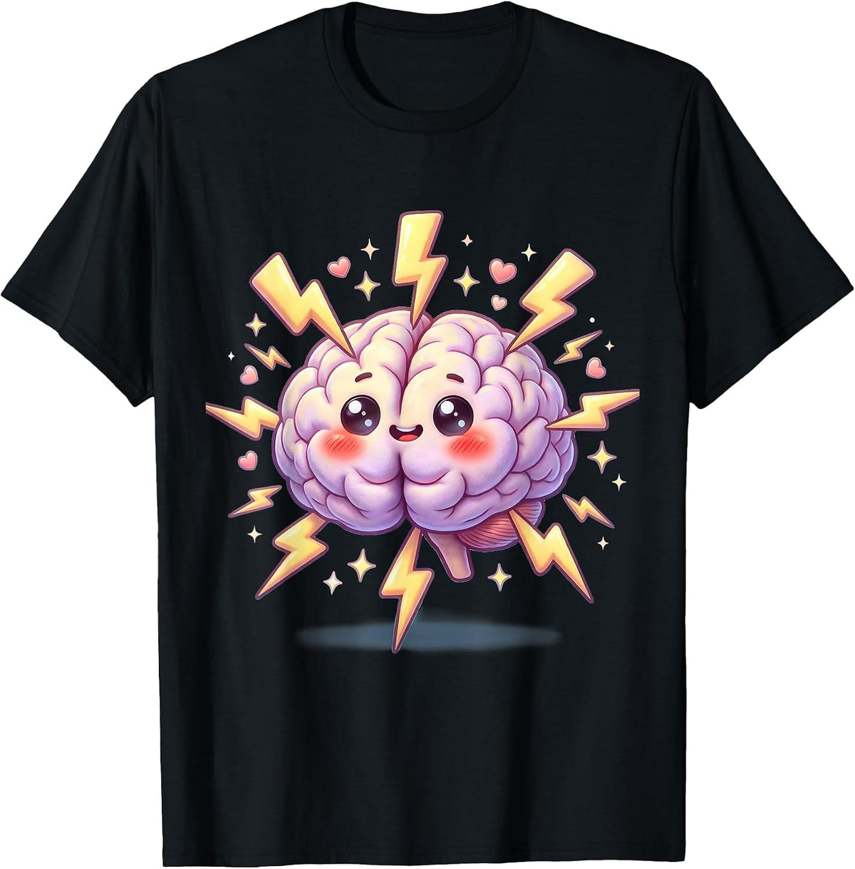 Men's Rizz Em With The Tism Neon Brain Lightning T-Shirt - Black