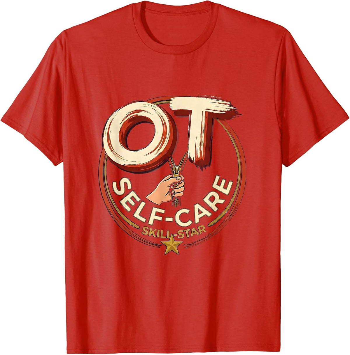 Men's OT Self-Care Skill-Star Occupational Therapy OT Assistant T-Shirt - Red