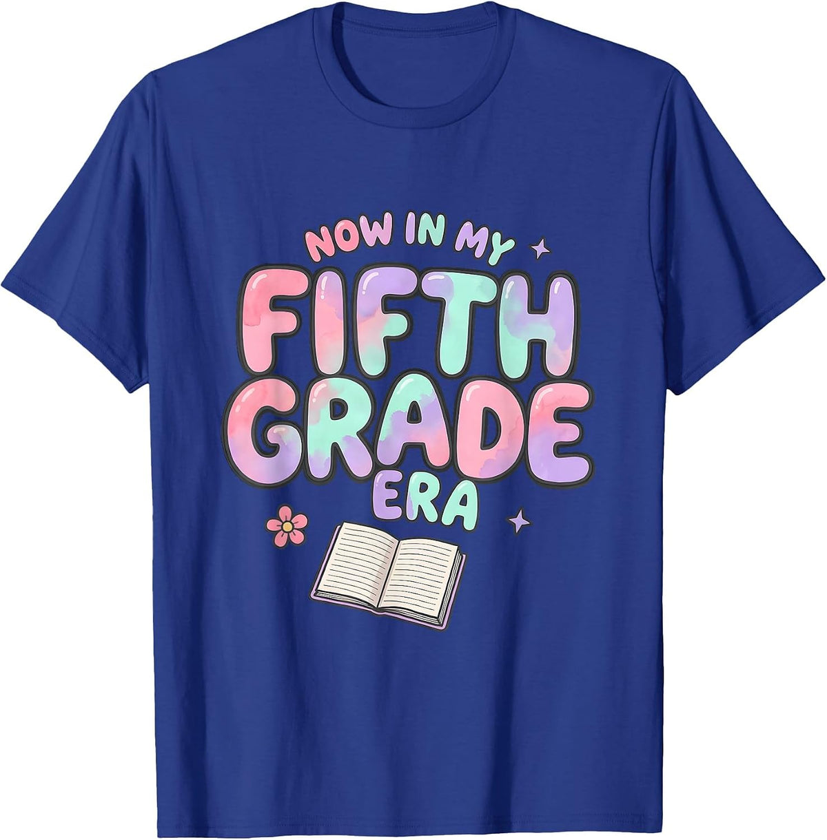 Now In My Fifth Grade Era Kawaii Tie Dye Back to School T-Shirt - Royal Blue