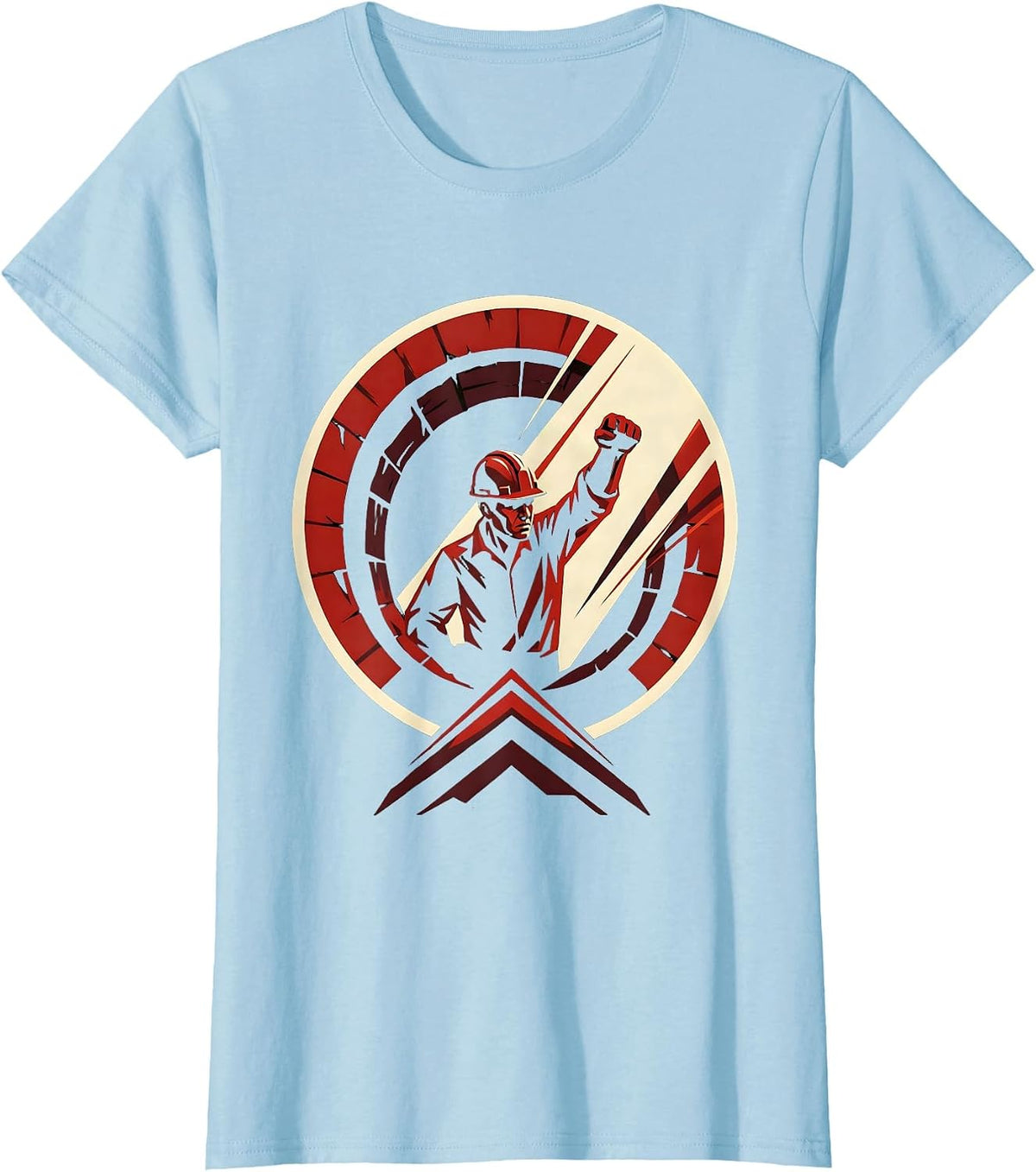 Miner Emerging From Tunnel Shaft Graphic T-Shirt - Baby Blue
