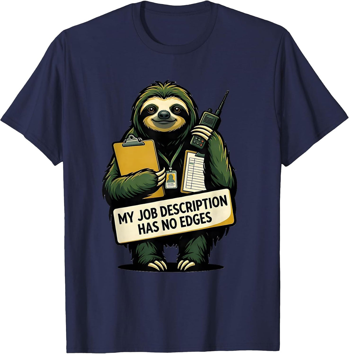 Men's My Job Description Has No Edges Funny SPED Teacher Aide Para T-Shirt - Navy Blue