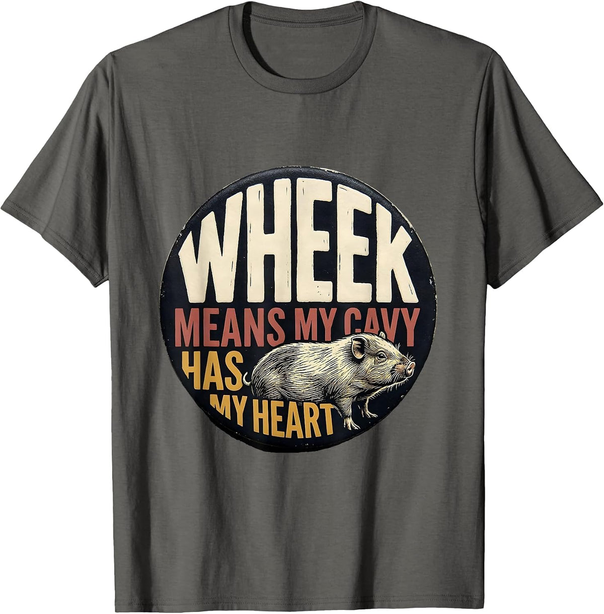 Men's Wheek Means My Cavy Has My Heart Funny Guinea Pig Lover T-Shirt - Asphalt Grey