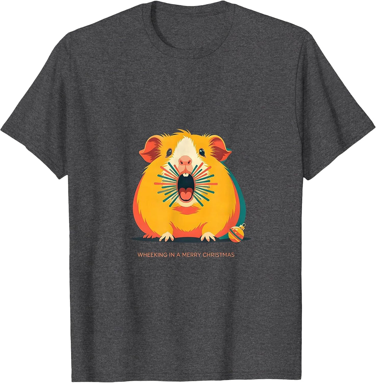 Wheeking In A Merry Christmas Funny Guinea Pig Pet Lover T-Shirt - Dark Heather Grey