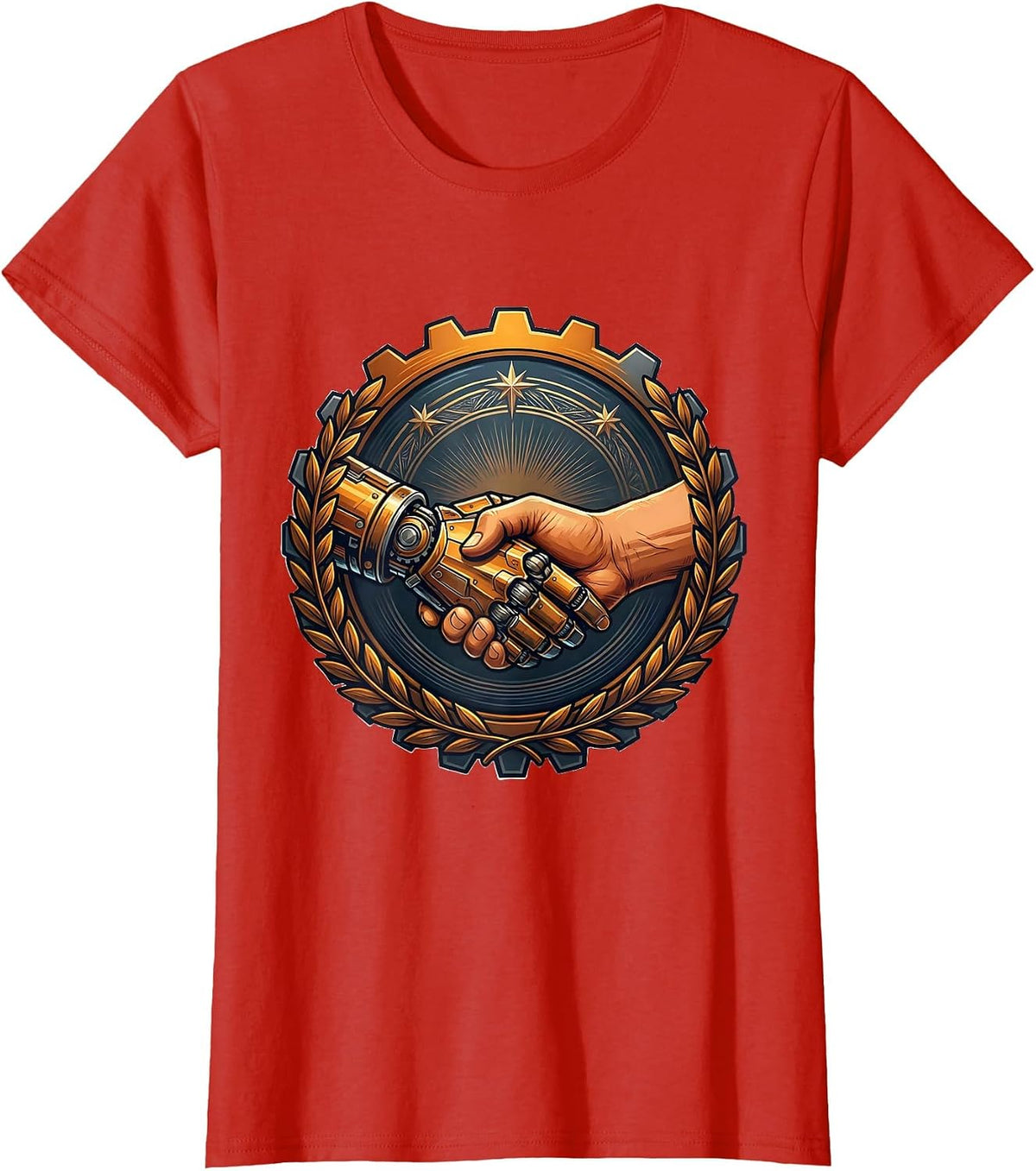 Occupational Therapy Robot and Human Handshake T-Shirt - Red