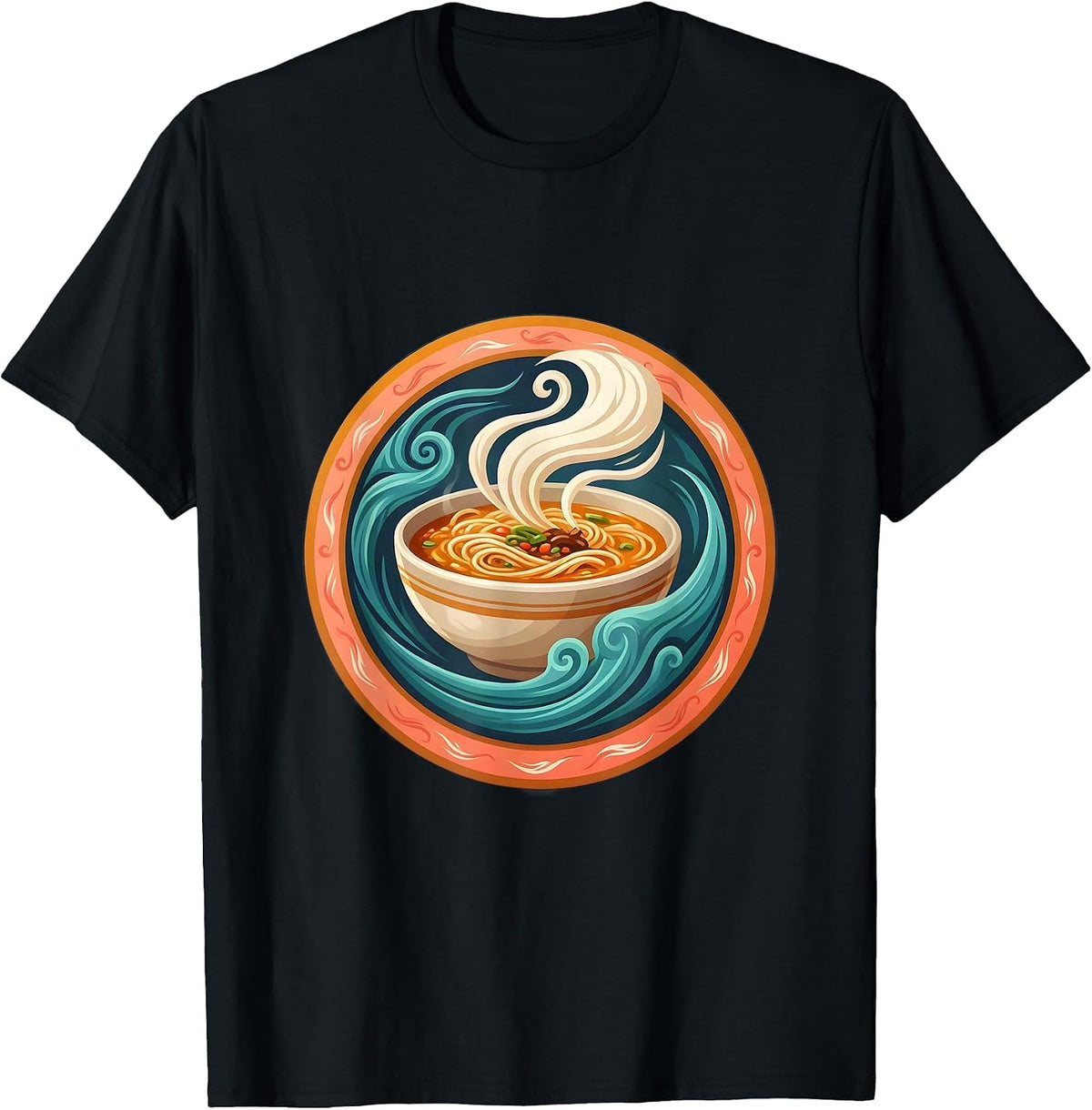 Men's Breezy Bowl Steaming Ramen Illustration T-Shirt - Black