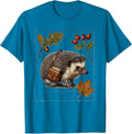 Fall Teacher Hedgehog with Backpack Full of Books T-Shirt - Sapphire Blue