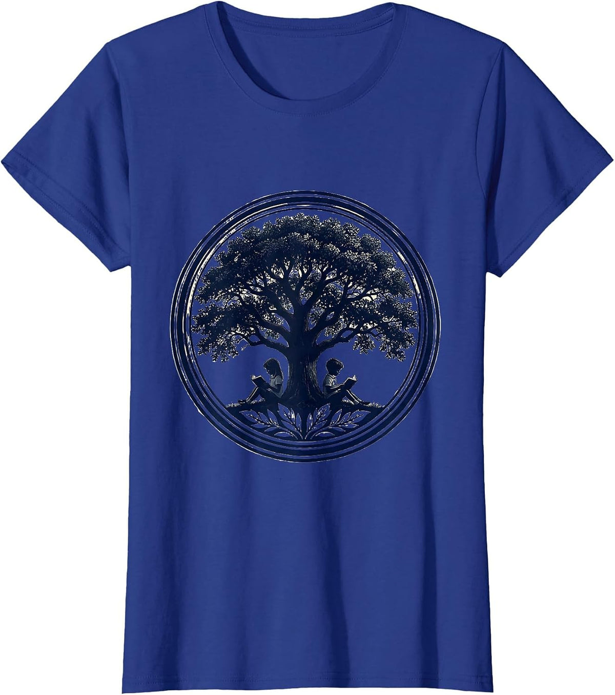 Women's Special Education Reading Tree Illustration T-Shirt - Royal Blue
