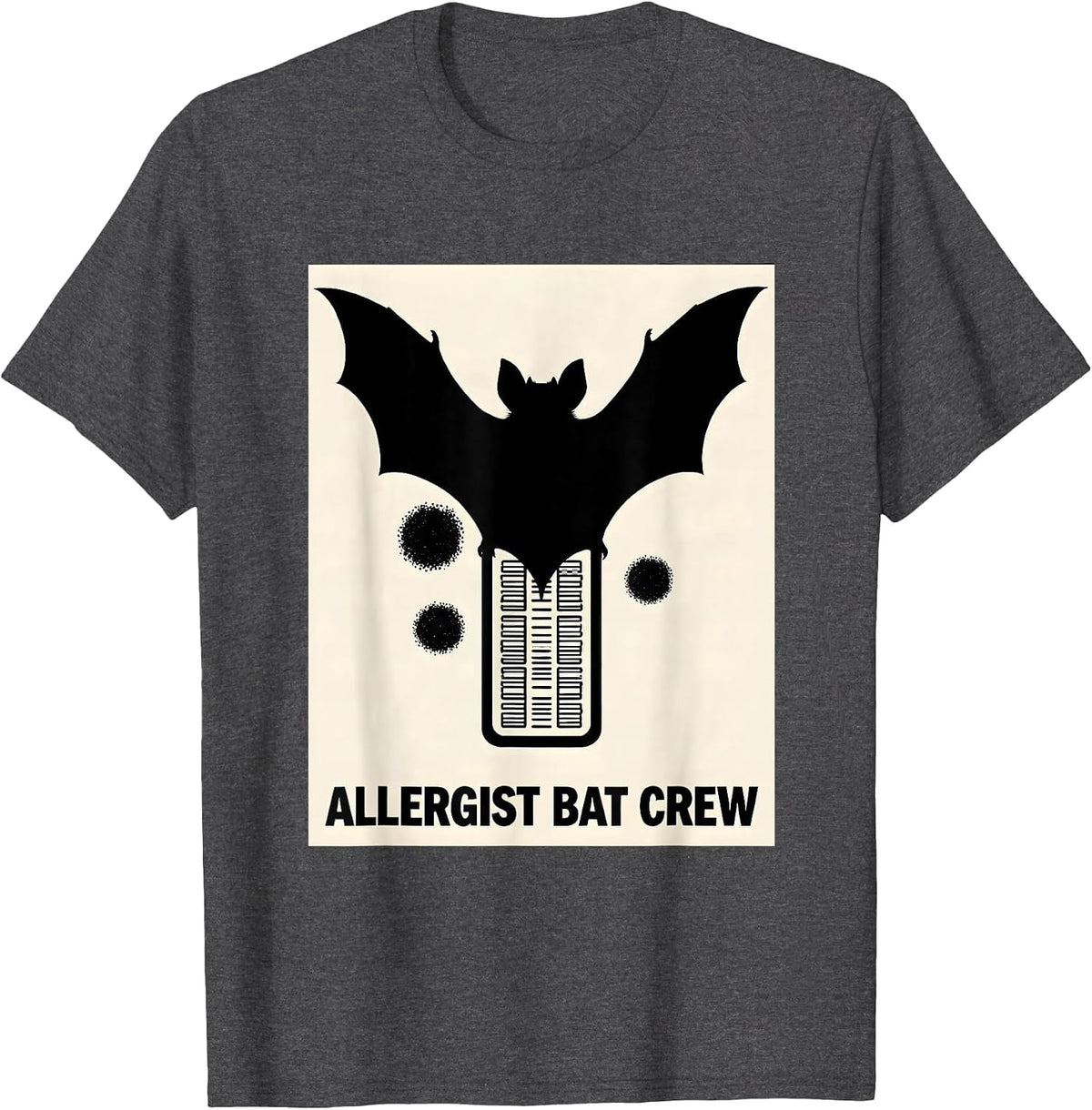 Allergist Bat Crew Funny Halloween Medical Crew Humor T-Shirt - Dark Heather Grey