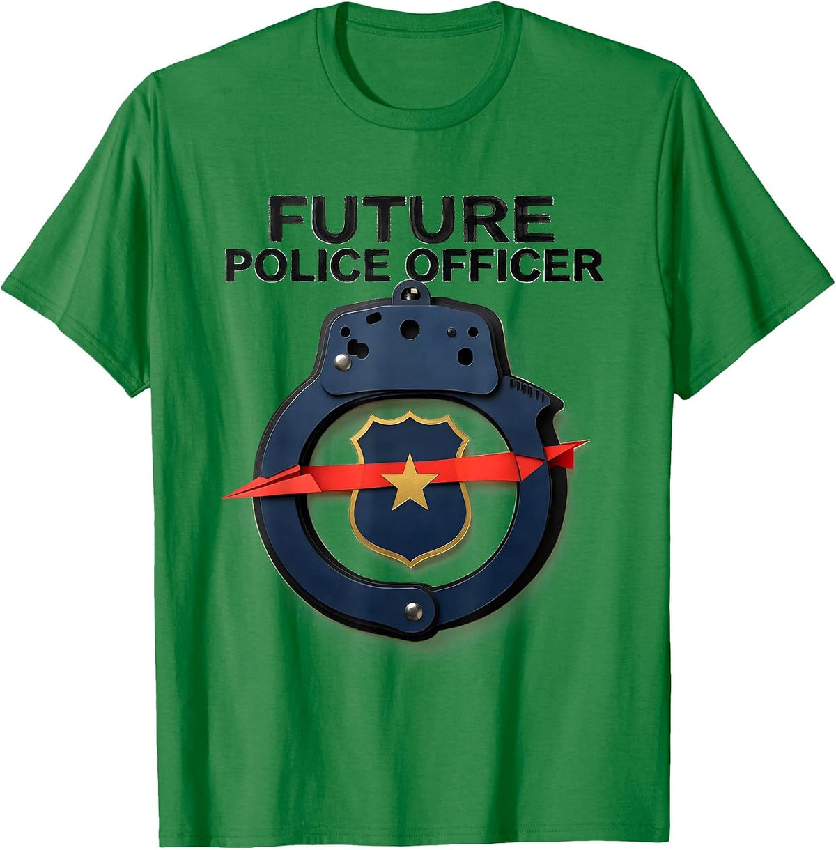 Men's Future Police Officer Playful Kids Costume Party Humor T-Shirt - Kelly Green