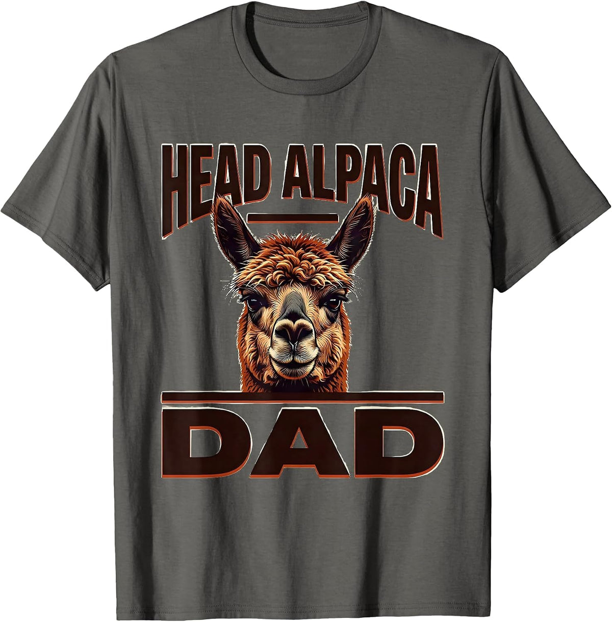 Men's Head Alpaca Dad Funny Alpaca Lover Novelty T-Shirt - Asphalt Grey