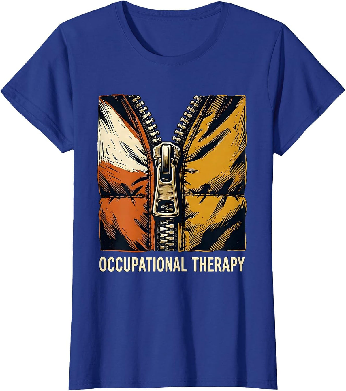 Women's Occupational Therapy Retro Linocut OT Month Gift T-Shirt - Royal Blue