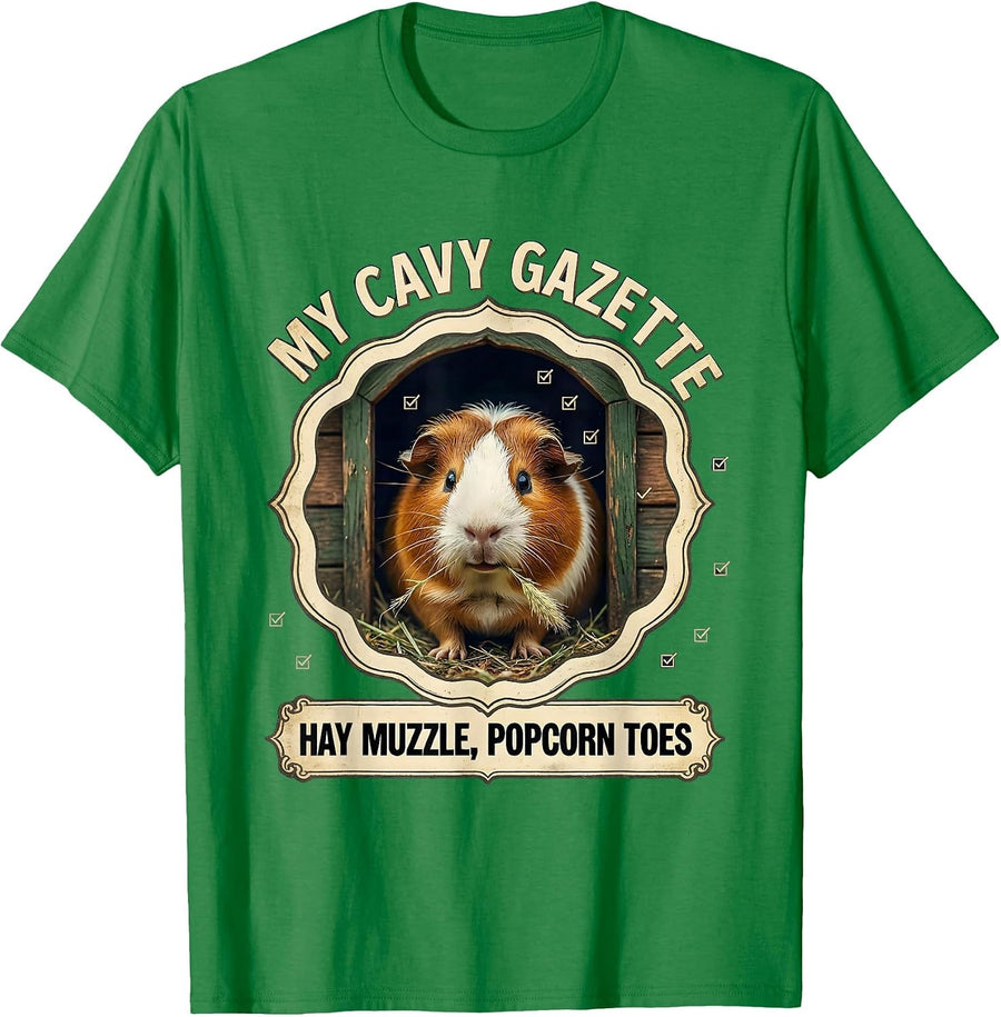 Men's My Cavy Gazette: Hay Muzzle, Popcorn Toes Vintage T-Shirt - Kelly Green