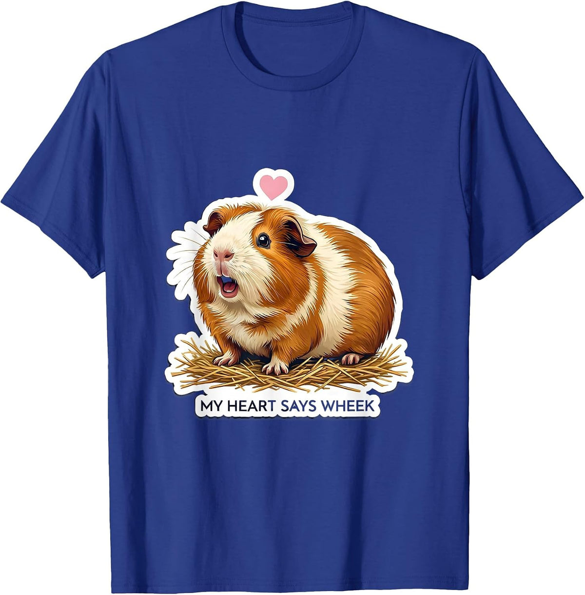 Men's My Heart Says Wheek Cute Guinea Pig Lover Owner Humor T-Shirt - Royal Blue
