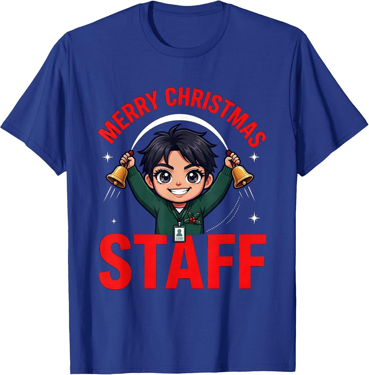 MERRY CHRISTMAS STAFF Funny School Staff Christmas Holiday T-Shirt - Royal Blue