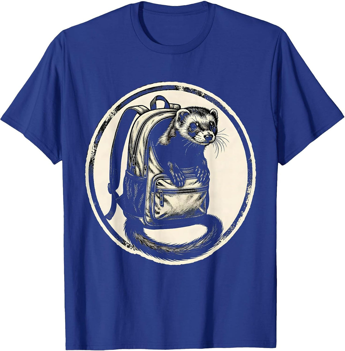 Men's Sealed Ferret Backpack Badge Funny Ferret Lover Christmas T-Shirt - Royal Blue