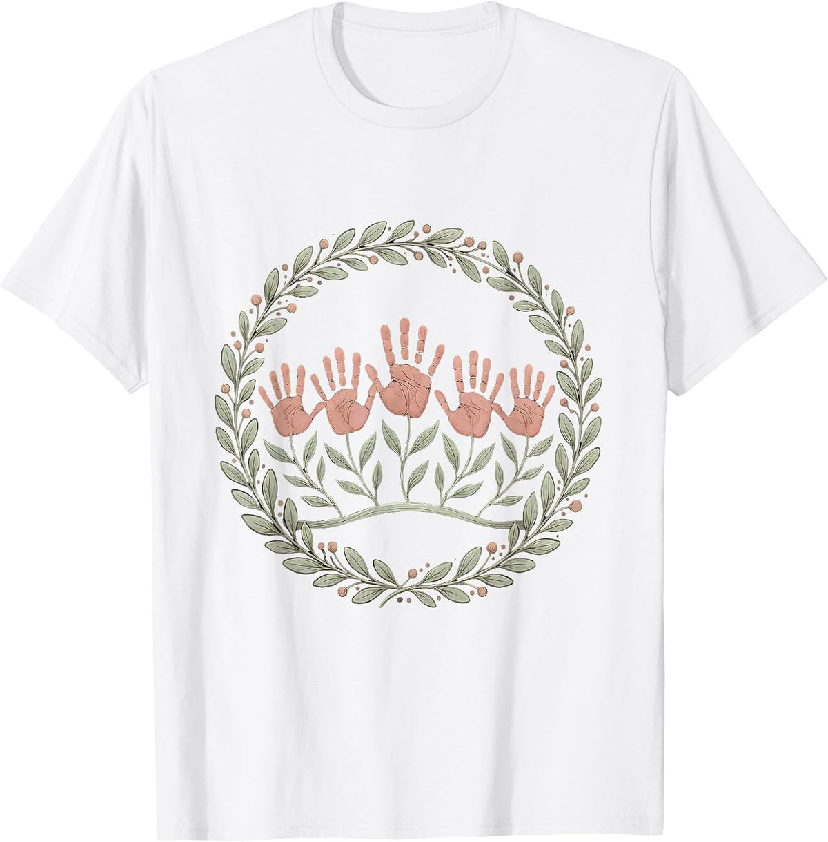 Men's Preschool Teacher Handprint Flower Garden T-Shirt - White