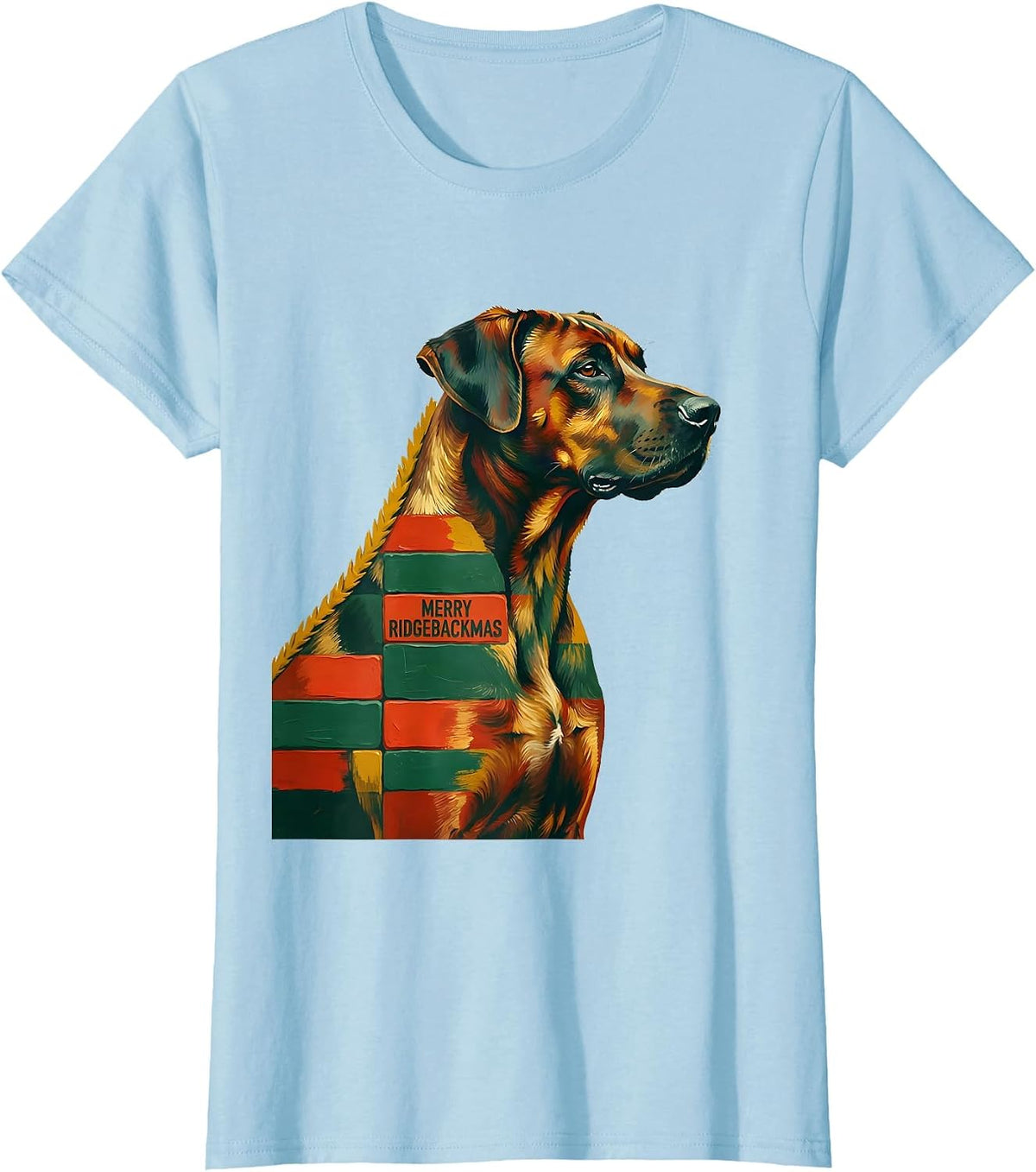Merry Ridgebackmas Funny Rhodesian Ridgeback Dog Lover T-Shirt - Baby Blue
