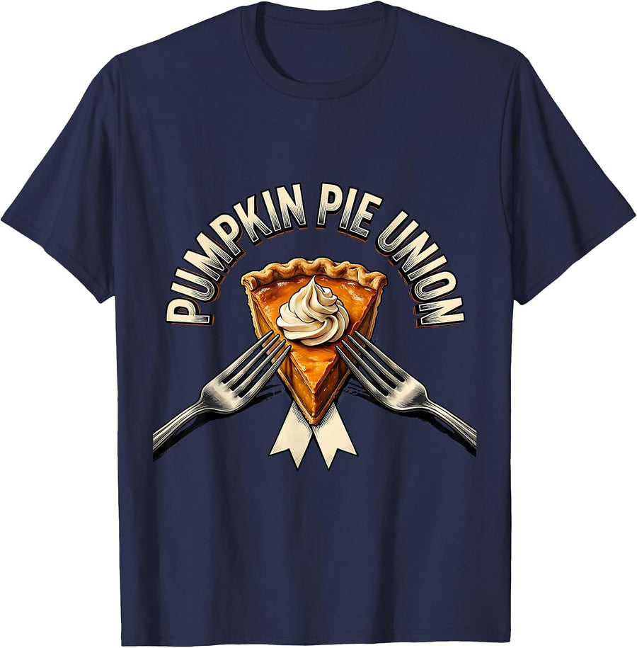 Pumpkin Pie Union Funny Thanksgiving Pie Lover Dessert Humor T-Shirt - Navy Blue