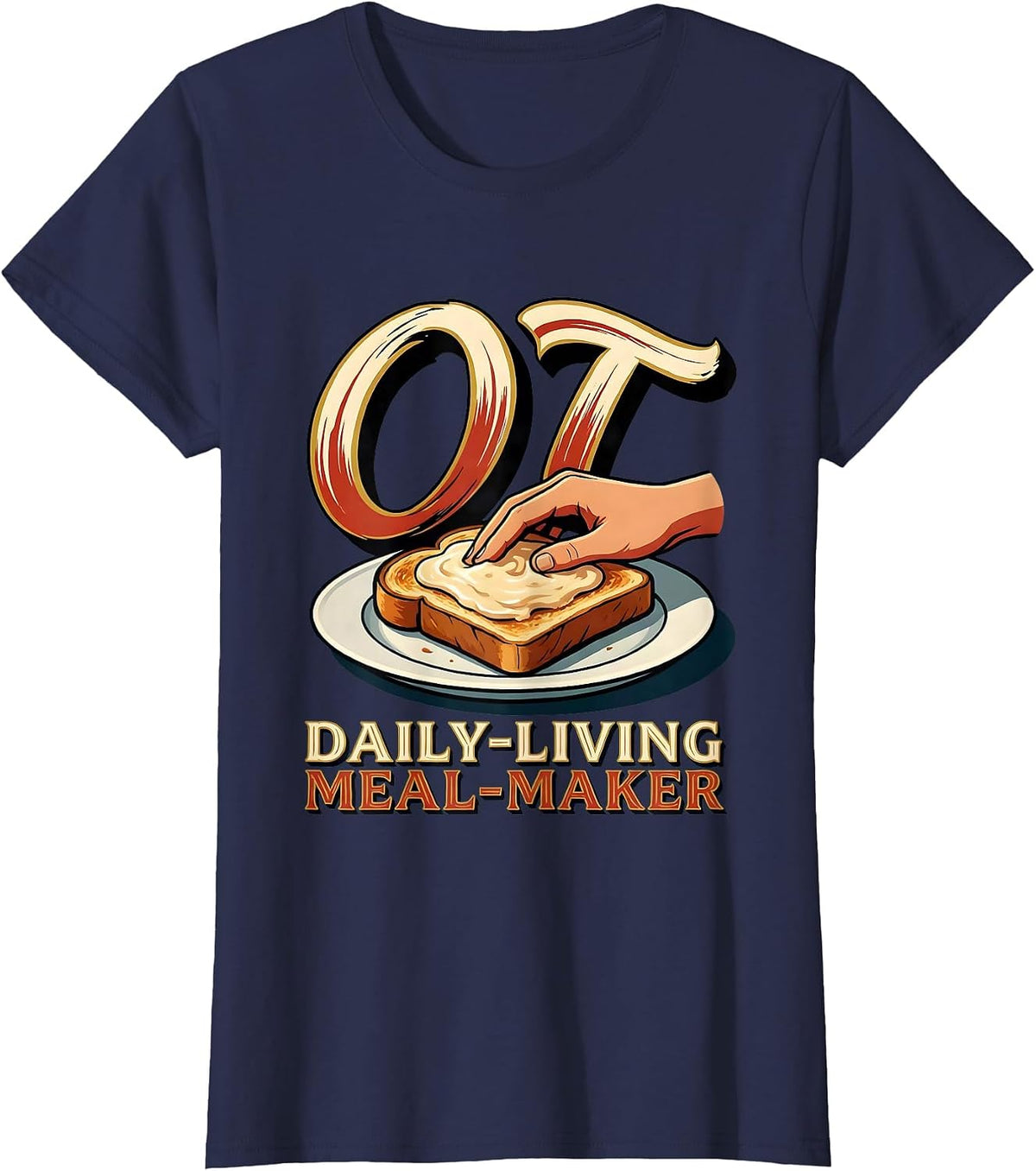 Women's OT Daily-Living Meal-Maker Occupational Therapy Back T-Shirt - Navy Blue