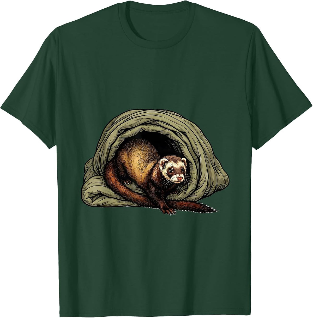Men's Ferret Tunnel Blanker Funny Ferret Lover Christmas T-Shirt - Dark Green