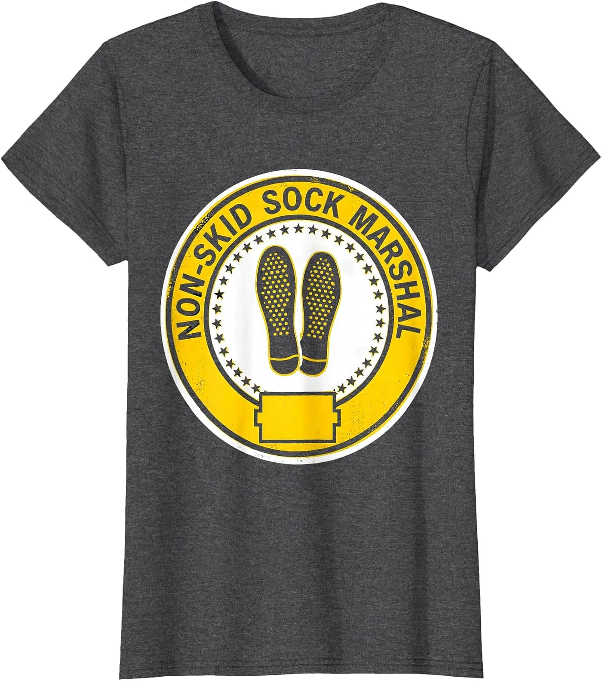 Women's Non-Skid Sock Marshal Funny Nurse Physical Therapy Fall T-Shirt - Dark Heather Grey
