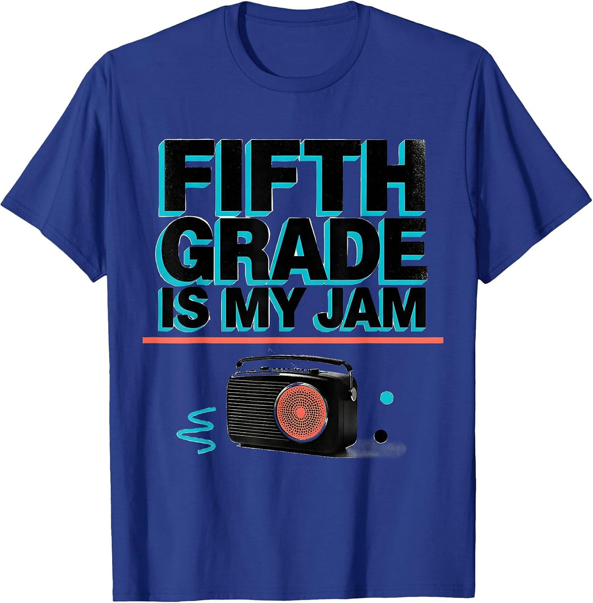 Men's Fifth Grade Is My Jam Retro Memphis Postmodern Back T-Shirt - Royal Blue