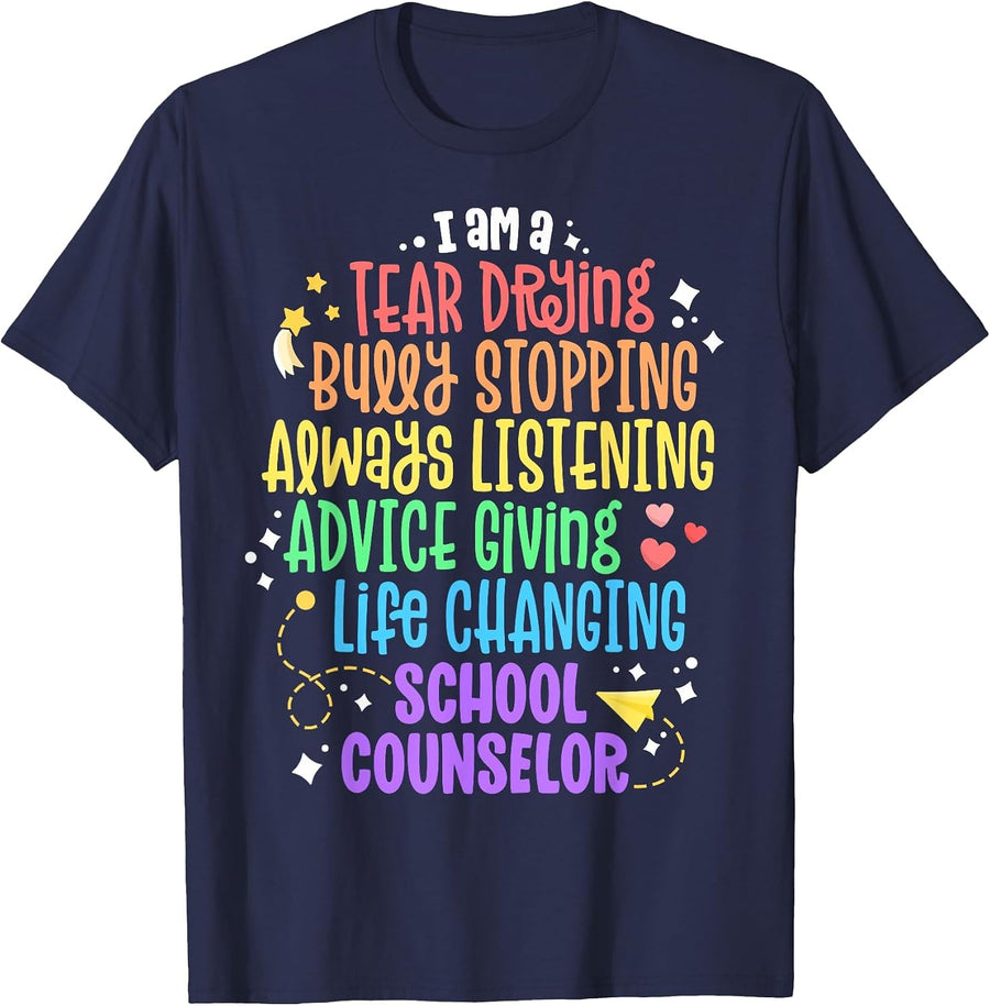 Life Changing School Counselor Appreciation Psychologist T-Shirt - Navy Blue