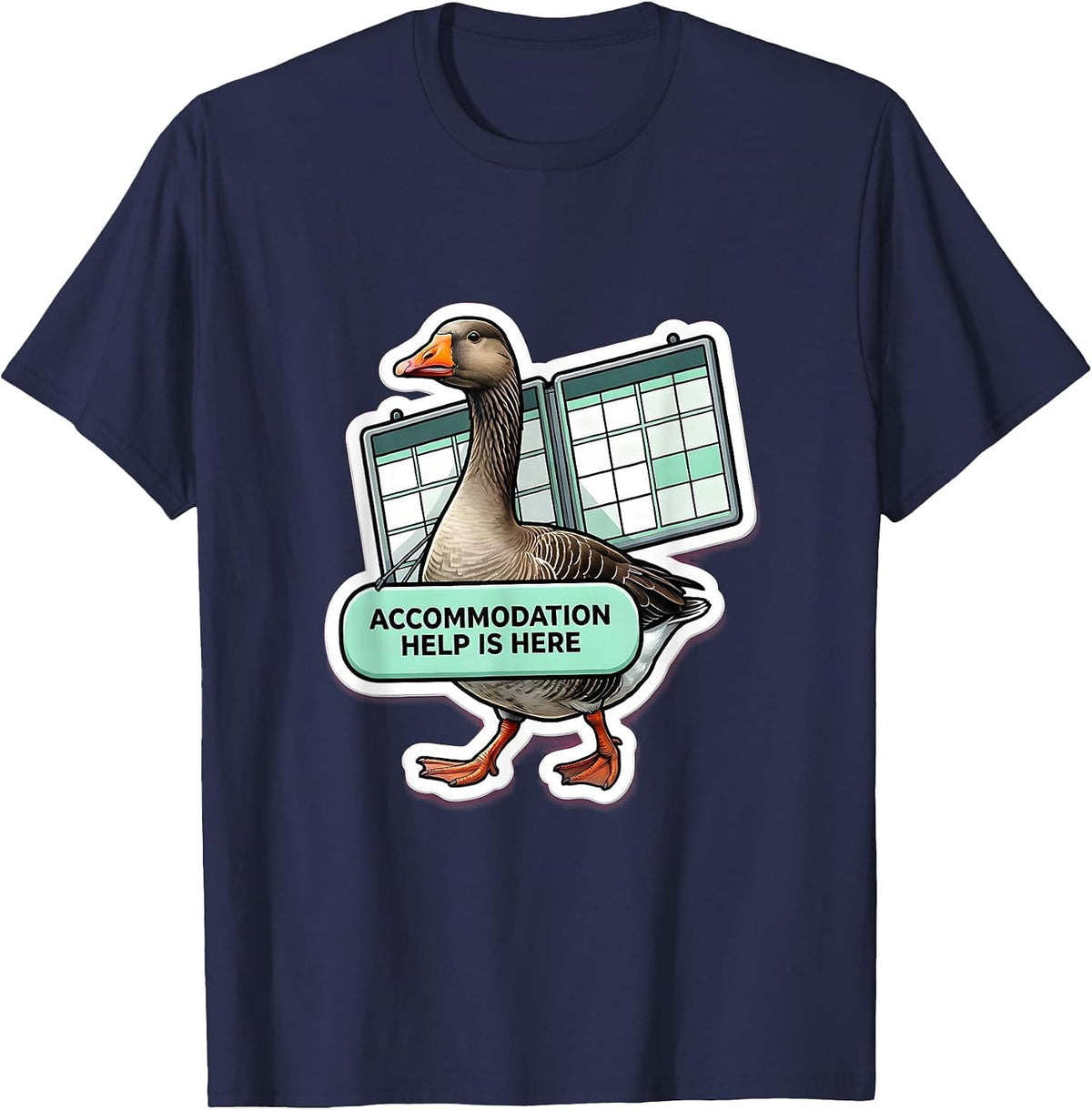 Men's Accommodation Help Is Here Funny Special Education Teacher T-Shirt - Navy Blue