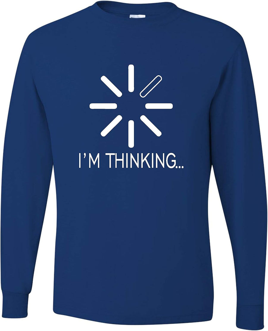 Go All Out Adult I'm Thinking Funny Computer Nerd Geek Long Sleeve T-Shirt - Royal