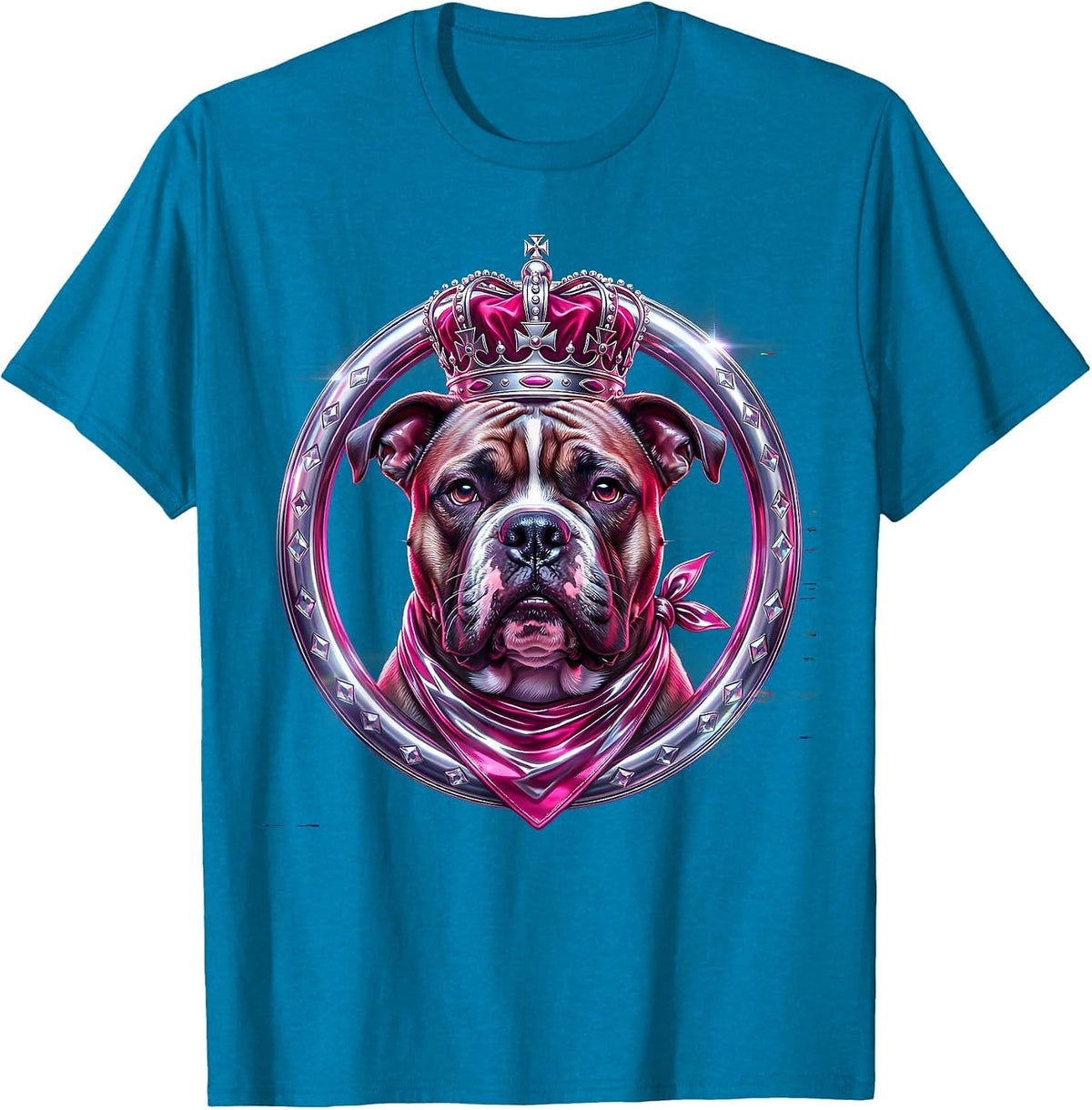 Pit Bull King Crown Bandana Streetwear Graphic T-Shirt - Sapphire Blue