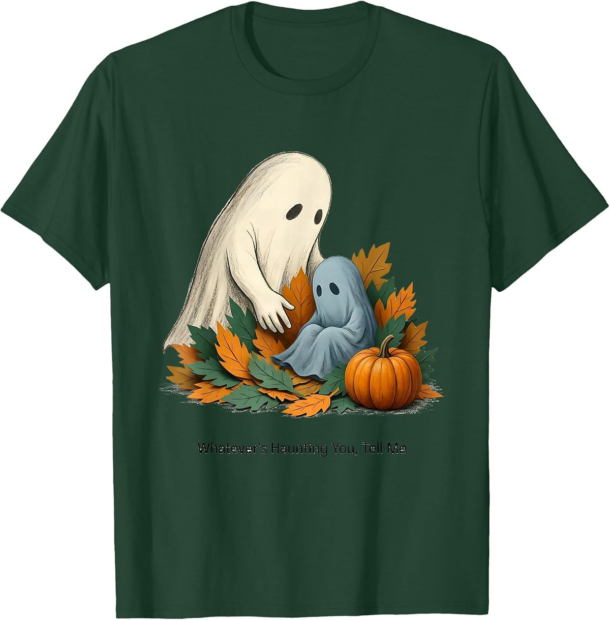 Whatever's Haunting You, Tell Me Storybook Ghost Mental T-Shirt - Dark Green