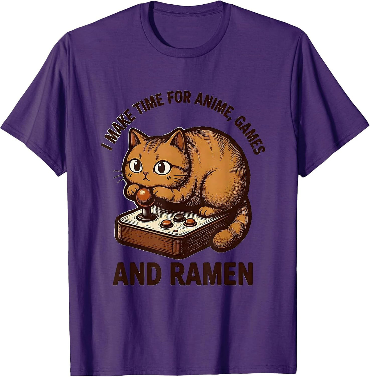 I Make Time For Anime, Games And Ramen Kawaii Cat Gamer T-Shirt - Purple