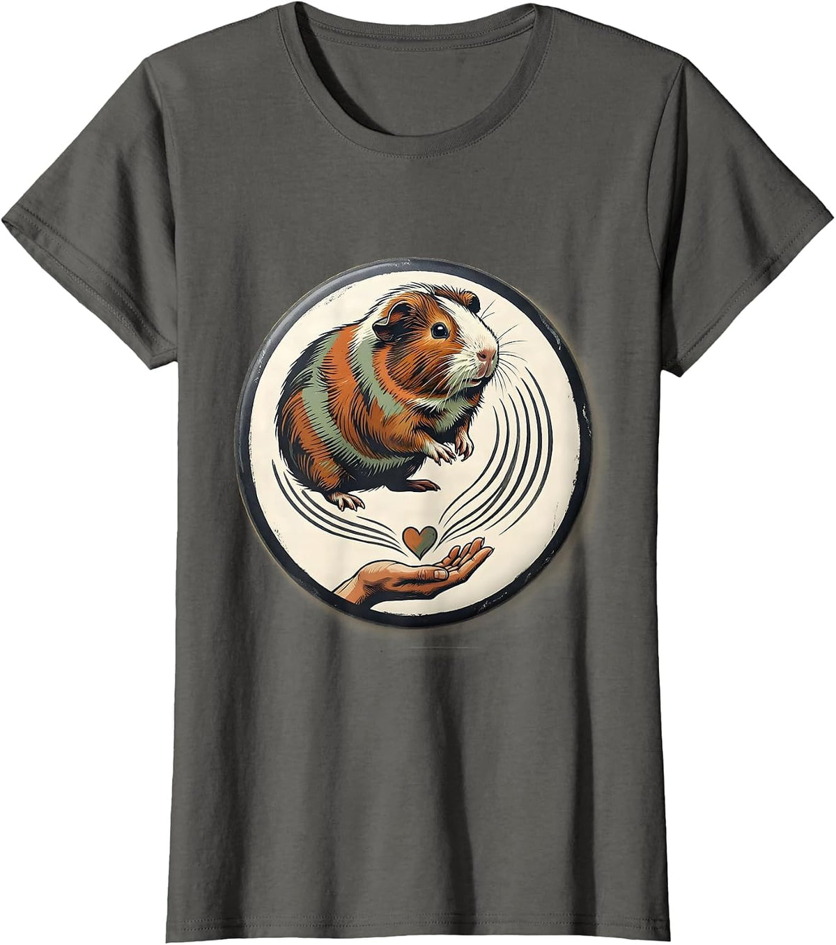 Women's Guinea Pig Badge Rosette Pet Lover Humor T-Shirt - Asphalt Grey