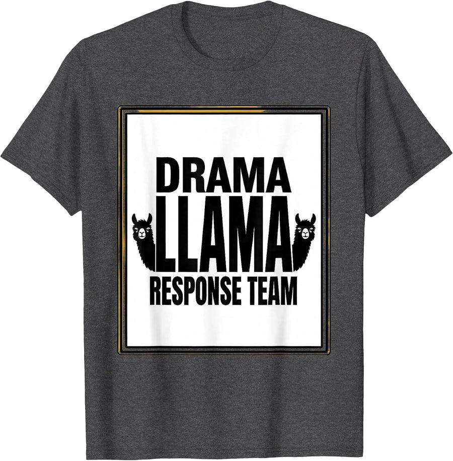 Men's Drama Llama Response Team Funny Llama Lover Gift T-Shirt - Dark Heather Grey