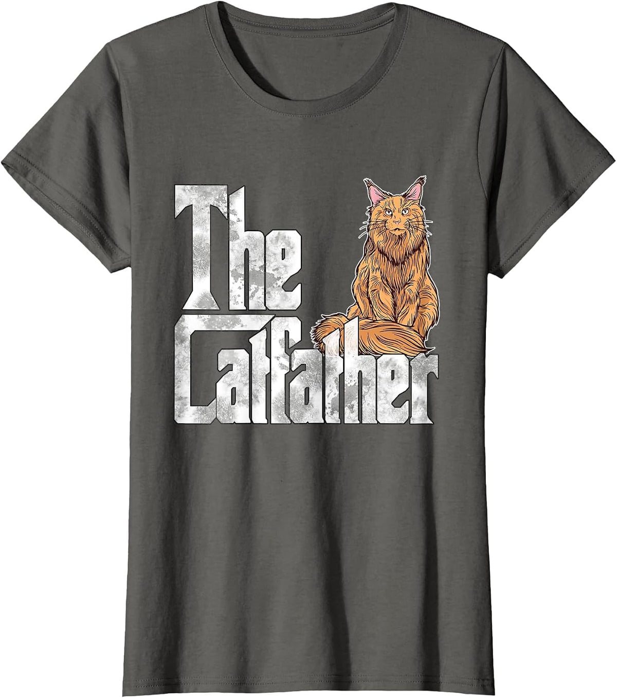 Cat Dad The Catfather Maine Coon Cat Father Kitty Daddy T-Shirt - Asphalt Grey