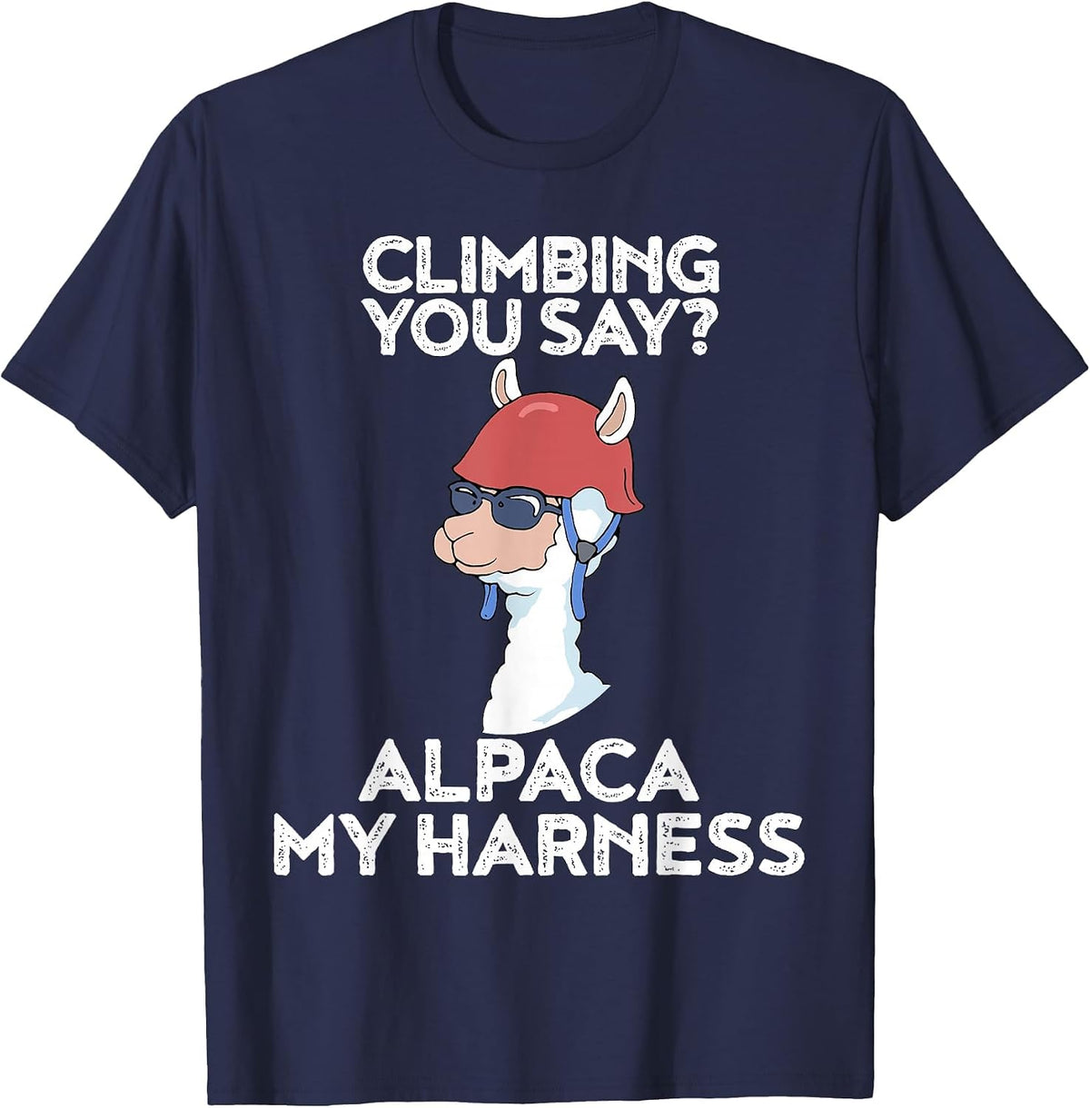 Funny Climbing Shirt Cute Alpaca Rock Climber Tee T-Shirt - Navy Blue